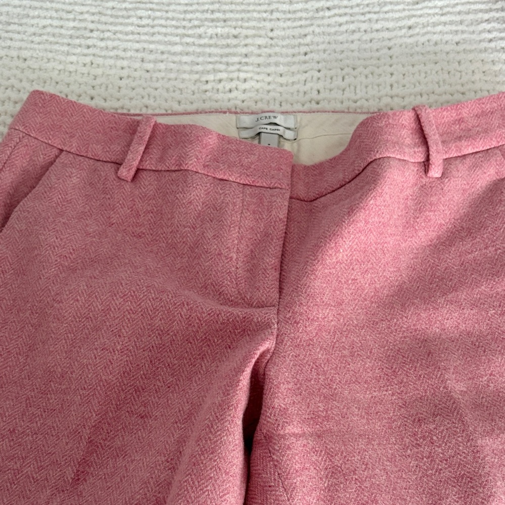 J. Crew Pink Herringbone Trousers
